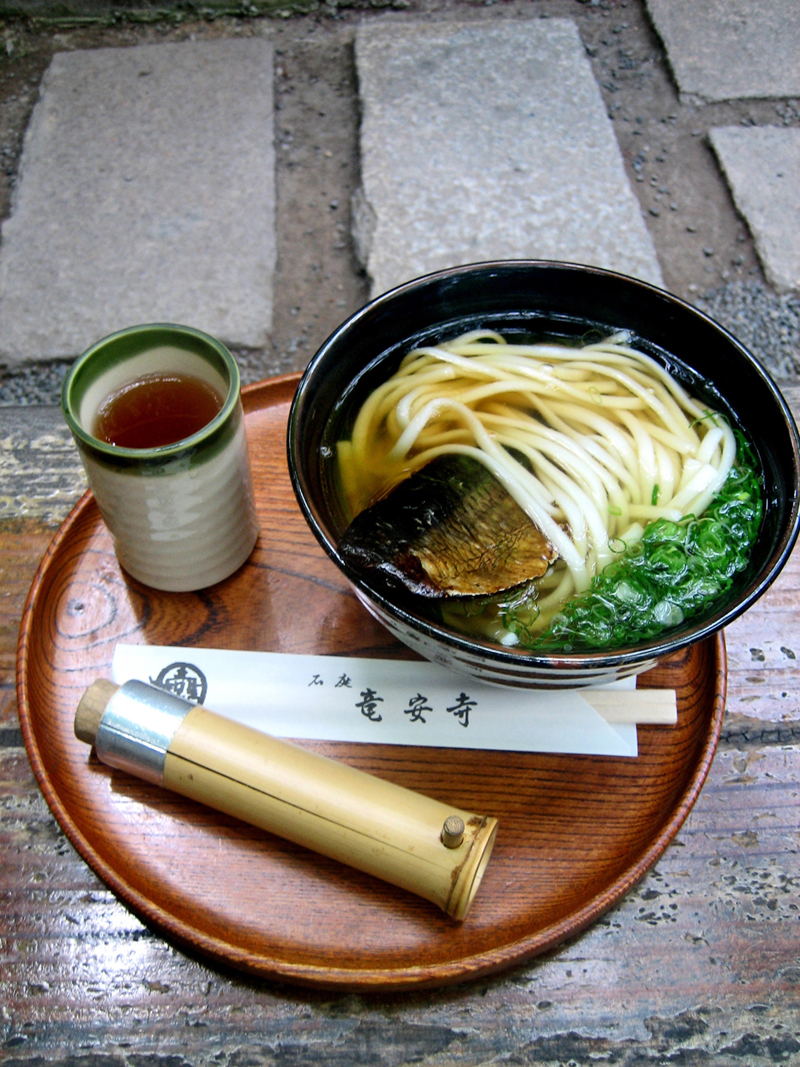Udon with preserved mackerel (saba) in Kyoto, Japan